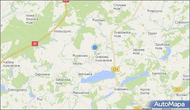 mapa Grabowo Kościerskie, Grabowo Kościerskie na mapie Targeo